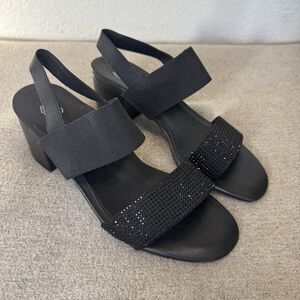 Abeo Shoes Kirby Black Rhinestone Sandals Block Heel Biosystem Comfort Women 10N